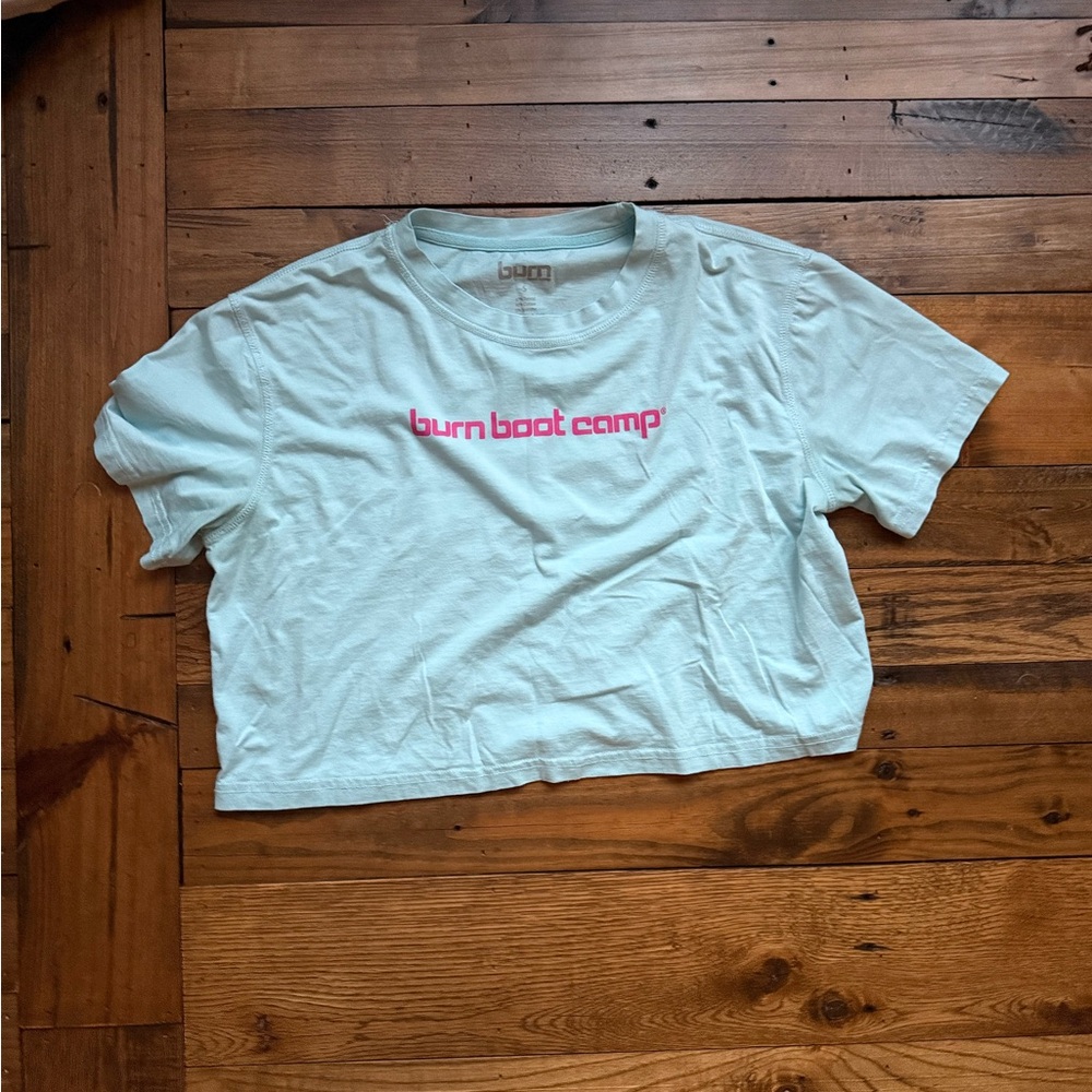 Burn Boot Camp Light Blue Crop T-Shirt